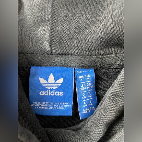 Adidas Men's M Trefoil Hoodie Black Pullover Cotton Blend Sweatshirt Used - Picture 5 of 11